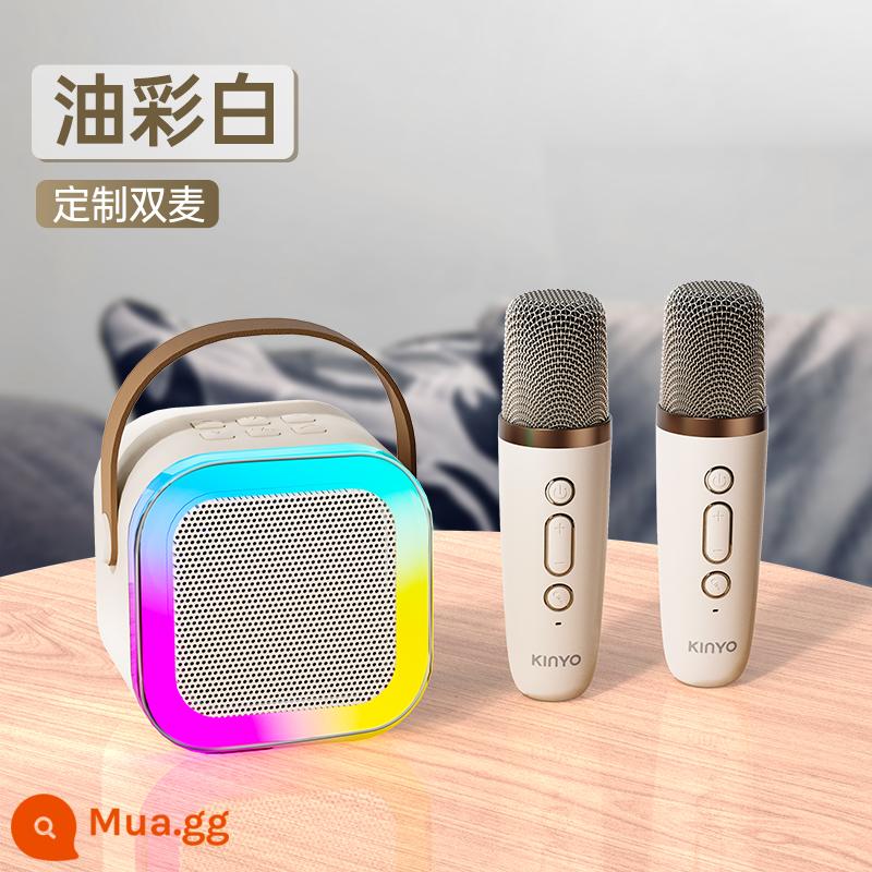 Jinyun k12 micro âm thanh micro tích hợp karaoke bluetooth không dây gia đình mọi người hát gia đình trẻ em ktv - [Sơn dầu đôi lúa mì trắng]