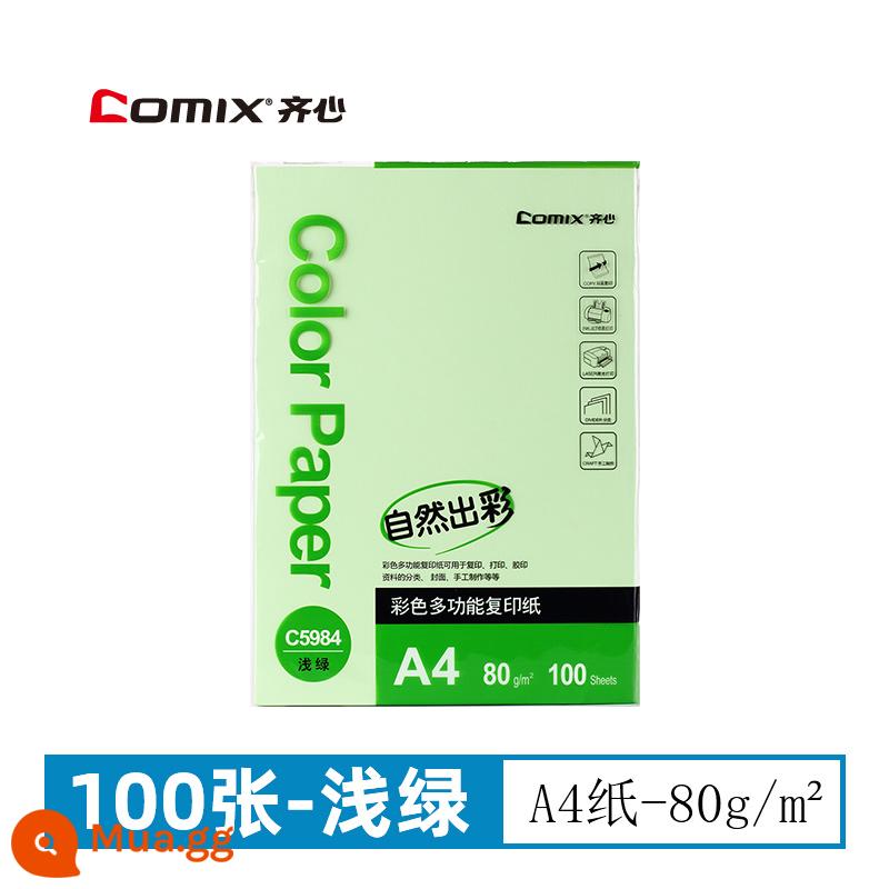 Giấy photocopy Qixin a4 giấy photocopy cao cấp bột giấy trắng giấy trắng hai mặt văn phòng sinh viên giấy màu đa chức năng giấy nháp - [Không chụp ảnh] 80g/túi đeo vai (100 ảnh) xanh nhạt