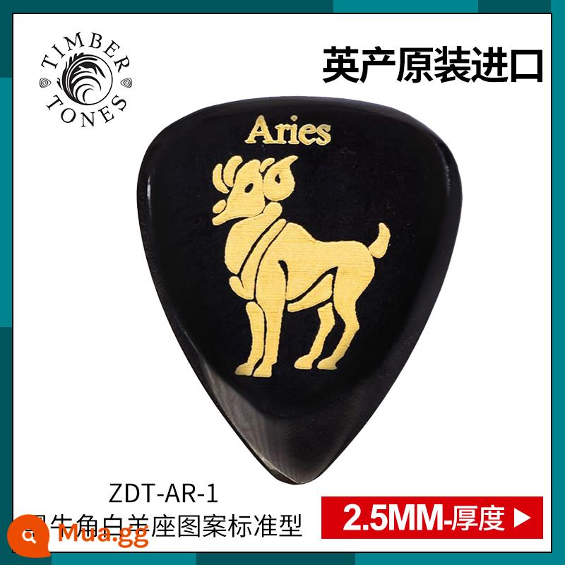 Tông màu gỗ do Anh sản xuất Kimberton sừng đen mười hai chòm sao guitar pick chơi bass điện nhanh - Bạch Dương Sừng Đen ZDT-AR-1