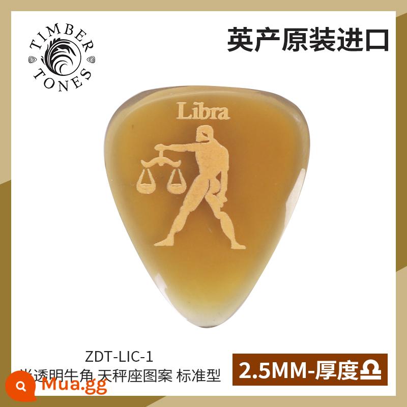 Tông màu gỗ do Anh sản xuất Kimberton sừng đen mười hai chòm sao guitar pick chơi bass điện nhanh - ZDT-LIC-1 Sừng mờ Libra