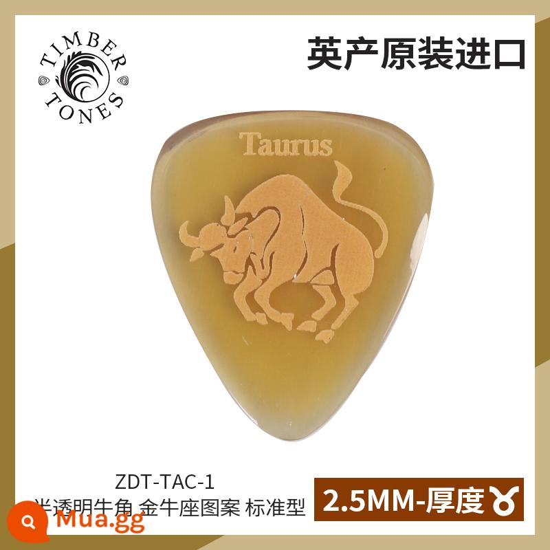 Tông màu gỗ do Anh sản xuất Kimberton sừng đen mười hai chòm sao guitar pick chơi bass điện nhanh - ZDT-TAC-1 Sừng mờ Kim Ngưu