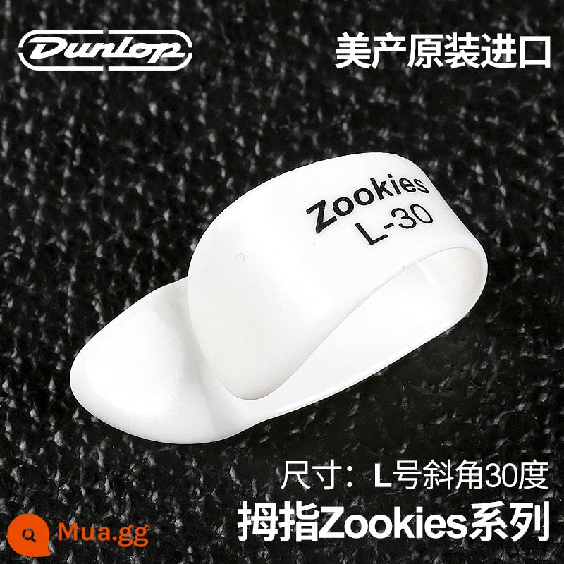 Dunlop Đàn Guitar Dunlop Ngón Tay Cái Mái Chèo Bộ Ngón Tay Phải Vòng Bảo Vệ Móng Tay Armor Chịu Mài Mòn Ballad Fingerstyle - Zookies trắng [size L/30 độ]