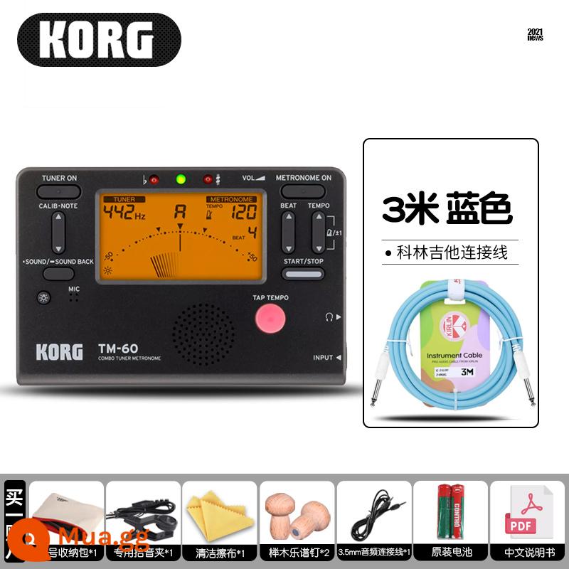 KORG TM50 TM60 TM60C Điện Acoustic Chỉnh Máy Nhịp Bass Vĩ Cầm Guzheng Chỉnh Điện Tử Bàn - TM-60 (đen) + cáp Colin 3 mét + 8 quà tặng miễn phí