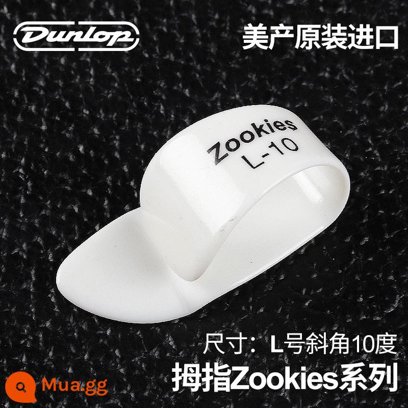 Dunlop Đàn Guitar Dunlop Ngón Tay Cái Mái Chèo Bộ Ngón Tay Phải Vòng Bảo Vệ Móng Tay Armor Chịu Mài Mòn Ballad Fingerstyle - Zookies trắng [size L/10 độ]