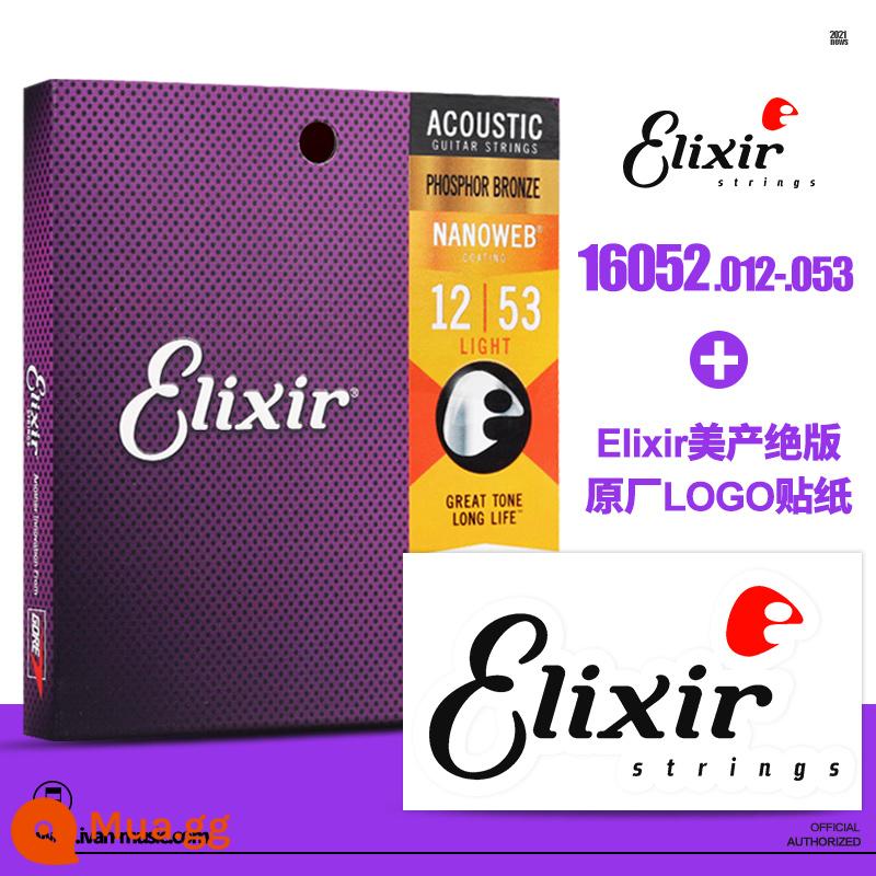 Dây đàn guitar Elixir dây đàn guitar dân gian chống gỉ sét bộ 6 gói 16052 ELIXIR Elix - 16052+ Nhãn dán logo hết bản in của Mỹ