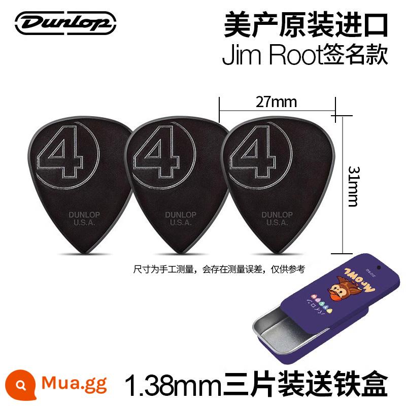 Sáu mảnh Dunlop Đàn guitar Dunlop JP Dream Theater Pick Chữ ký Bakelite Dân gian Guitar Tốc độ Chơi Jazz - [Bộ ba] JIM ROOT Signature Model 1.38mm + Hộp sắt miễn phí