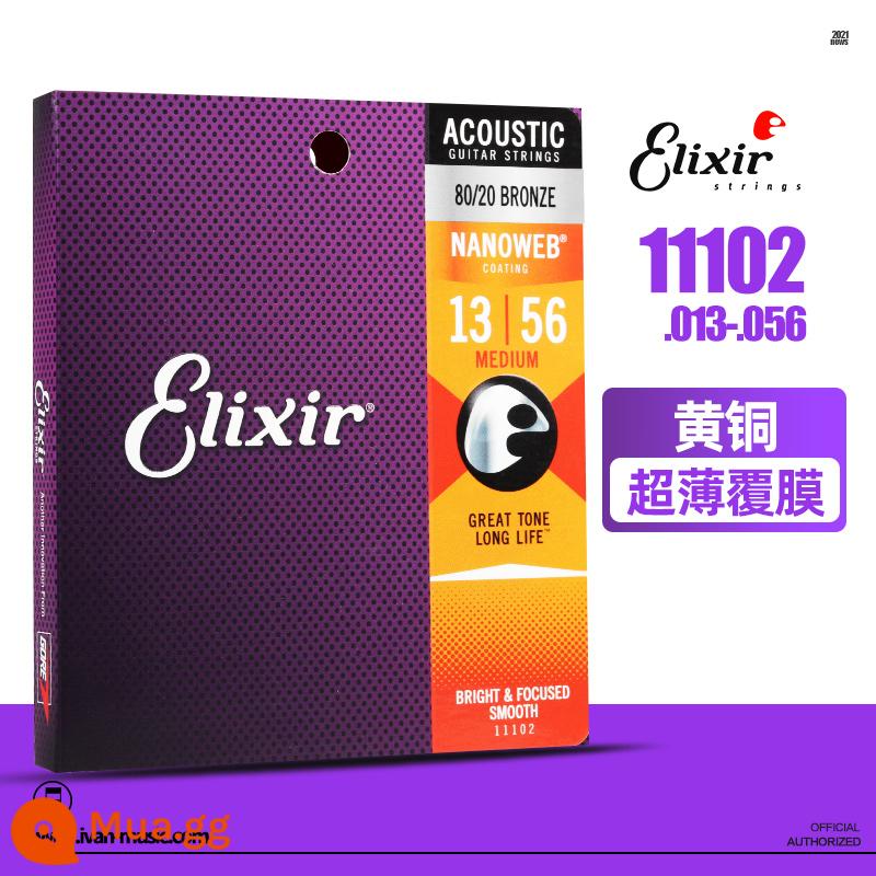 Dây đàn guitar Elixir dây đàn guitar dân gian chống gỉ sét bộ 6 gói 16052 ELIXIR Elix - 11102∣Lớp phủ siêu mỏng bằng đồng thau 013-056