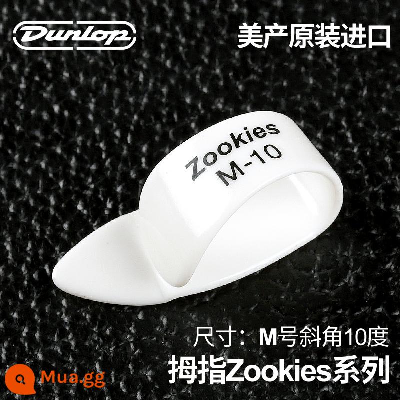 Dunlop Đàn Guitar Dunlop Ngón Tay Cái Mái Chèo Bộ Ngón Tay Phải Vòng Bảo Vệ Móng Tay Armor Chịu Mài Mòn Ballad Fingerstyle - Zookies trắng [Size M/10 độ]