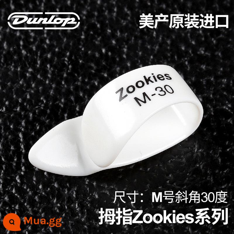 Dunlop Đàn Guitar Dunlop Ngón Tay Cái Mái Chèo Bộ Ngón Tay Phải Vòng Bảo Vệ Móng Tay Armor Chịu Mài Mòn Ballad Fingerstyle - Zookies trắng [Size M/30 độ]