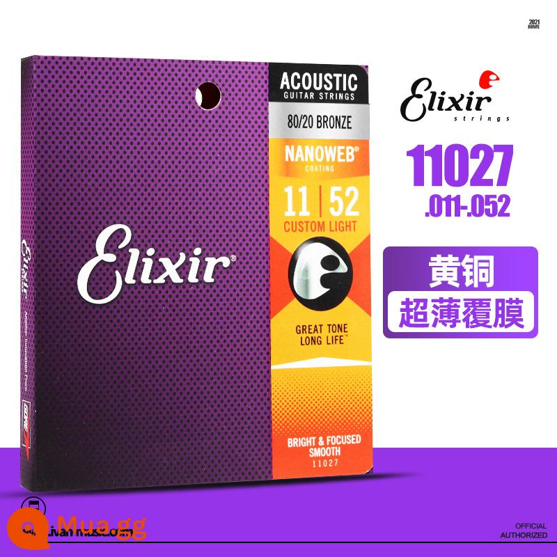 Dây đàn guitar Elixir dây đàn guitar dân gian chống gỉ sét bộ 6 gói 16052 ELIXIR Elix - 11027∣Lớp phủ siêu mỏng bằng đồng thau 011-052