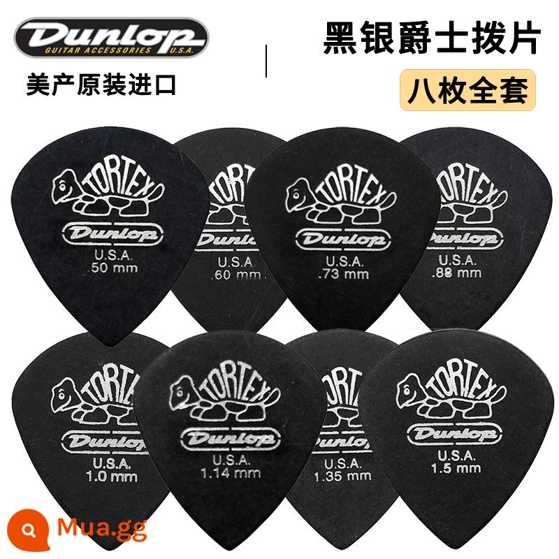 Dunlop sản xuất tại Mỹ Đàn guitar điện jazz màu đen và bạc trắng tinh khiết Dunlop Dunlop Jazz chọn quả bom tốc độ rùa nhỏ mảnh lò xo chống trượt - Một bộ hoàn chỉnh gồm tám đồng xu đen và bạc