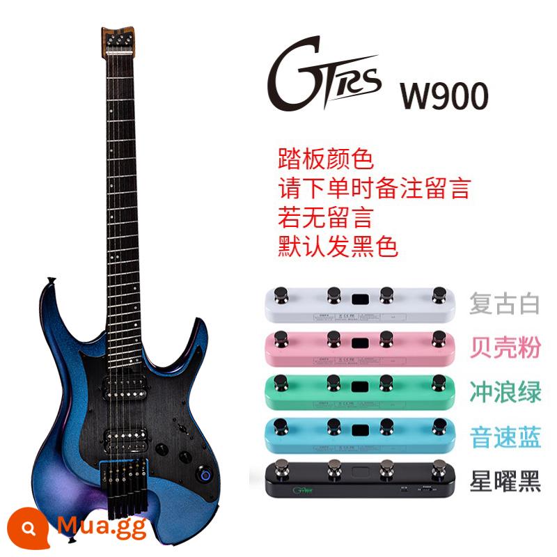 MOOER ma thuật tai đàn piano không đầu GTRS đàn guitar điện thông minh W800/900 ghi nội bộ Bluetooth tích hợp hiệu ứng toàn diện - W900 Aurora Xanh Tím + Bàn đạp (Ghi chú Màu sắc)