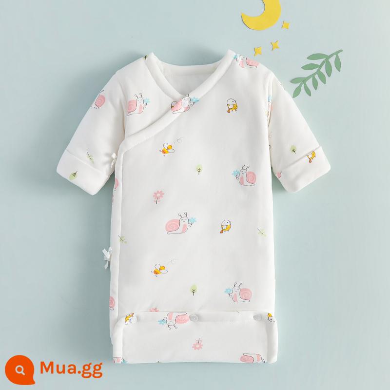 Túi ngủ sơ sinh 0-6 tháng chống giật mình bé xuân hạ thu đông cotton nguyên chất nhiệt độ không đổi dày chăn chống đá hiện vật - bột ốc sên