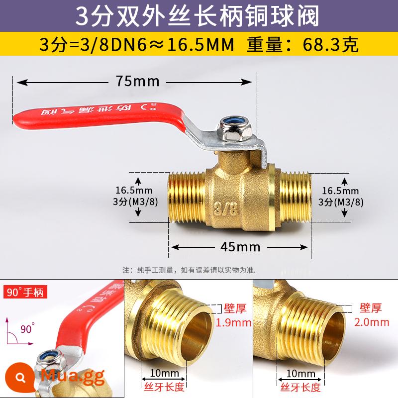 2 điểm 3 điểm 4 điểm 6 điểm đầy đủ đồng dày công tắc van vòi nước tay cầm dài ống nước đôi dây bên trong và bên ngoài công tắc van - Van bi dây đôi bên ngoài 3 điểm