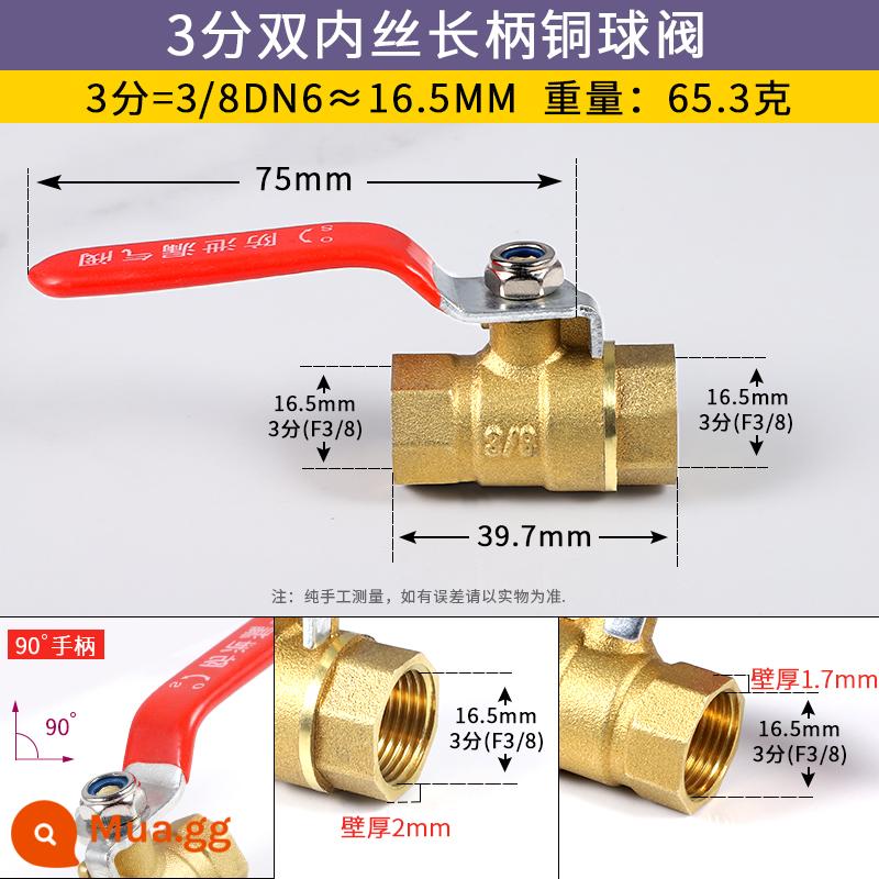 2 điểm 3 điểm 4 điểm 6 điểm đầy đủ đồng dày công tắc van vòi nước tay cầm dài ống nước đôi dây bên trong và bên ngoài công tắc van - Van bi dây đôi bên trong 3 điểm