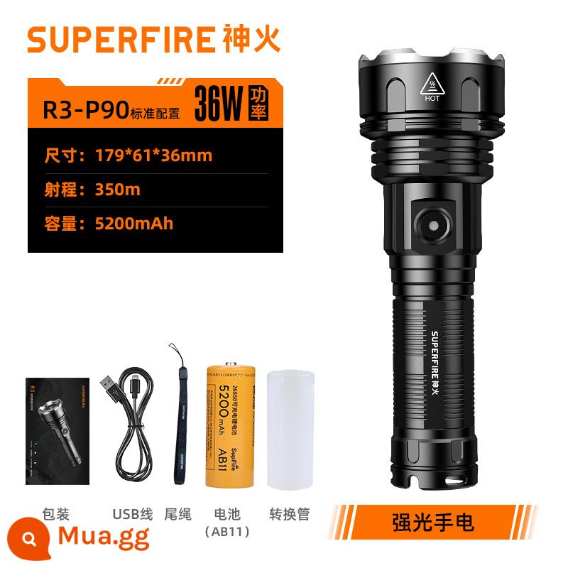 Đèn pin SupFire Shenhuo L6 ánh sáng mạnh có thể sạc lại siêu sáng tầm xa tại nhà ngoài trời đèn LED chống nước chính thức mẫu hàng đầu - R3[36W với pin 5200mAh*1].