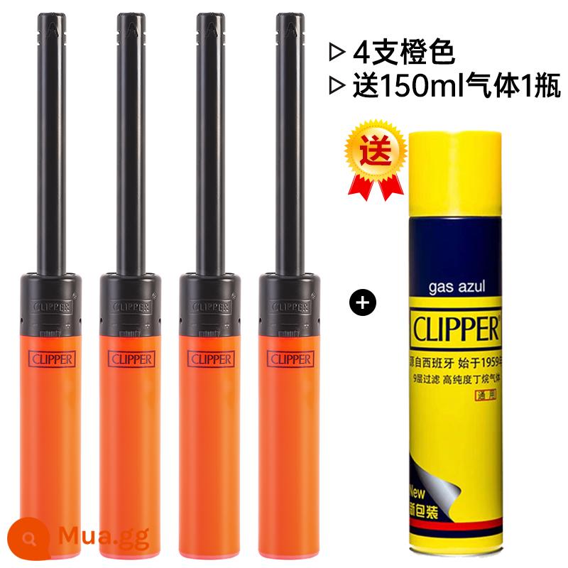 Clifford Bếp Gas Đặc Biệt Tay Cầm Dài Bật Lửa Bền Đánh Lửa Súng Thương Mại Mở Rộng Tay Cầm Dài Sử Dụng Nhà Bếp - Cam 4 miếng + gas 150ml