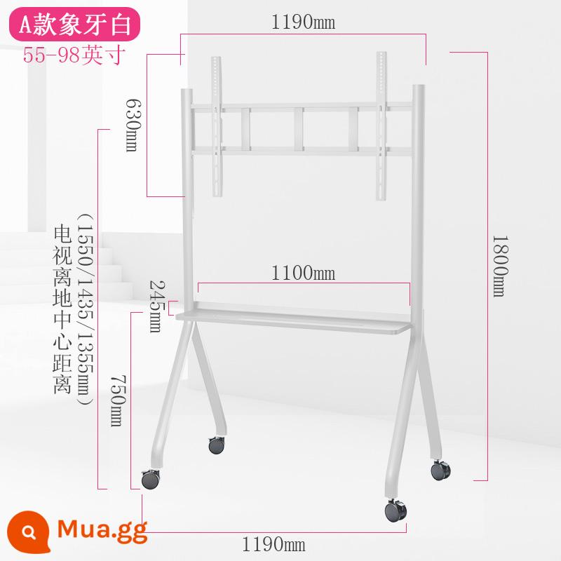 55 Giá đỡ TV Di động 65 Giáo dục Tất cả Hội nghị Thông minh Xe đẩy Sàn phẳng 75 Móc treo 85 inch Đa năng - Ống loại D lớn loại A (màu trắng bóng cao) phù hợp với 55-98 inch