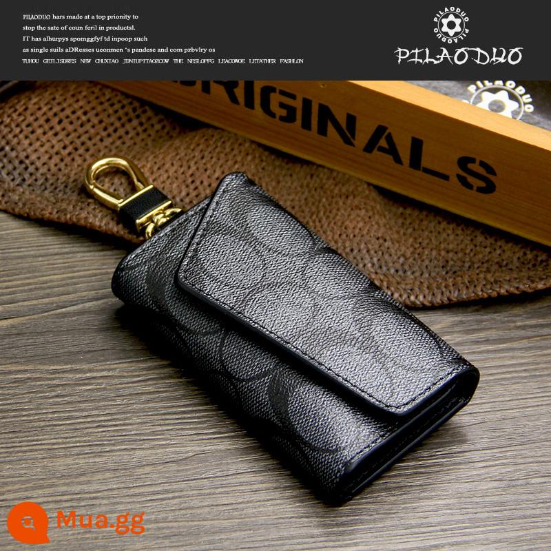 Pilaoduo Châu Âu và Mỹ Key Key Key Imitation Canvas Bag Key Mag's Key của phụ nữ - Màu xám đen (mẫu hình tròn)