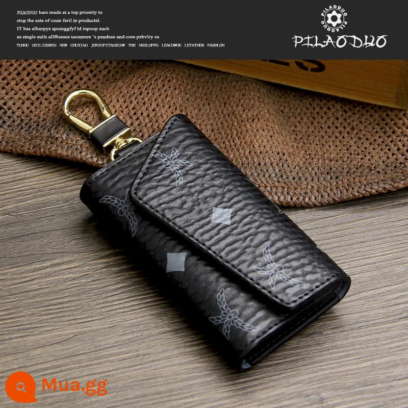 Pilaoduo Châu Âu và Mỹ Key Key Key Imitation Canvas Bag Key Mag's Key của phụ nữ - Màu đen (mẫu in)