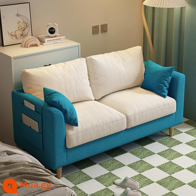 Cho thuê ghế sofa nhà phòng ngủ cửa hàng quần áo căn hộ đơn giản phòng khách internet người nổi tiếng đôi vải ba người ghế sofa căn hộ nhỏ - Xanh hồ + trắng nhạt [kiểu xốp]