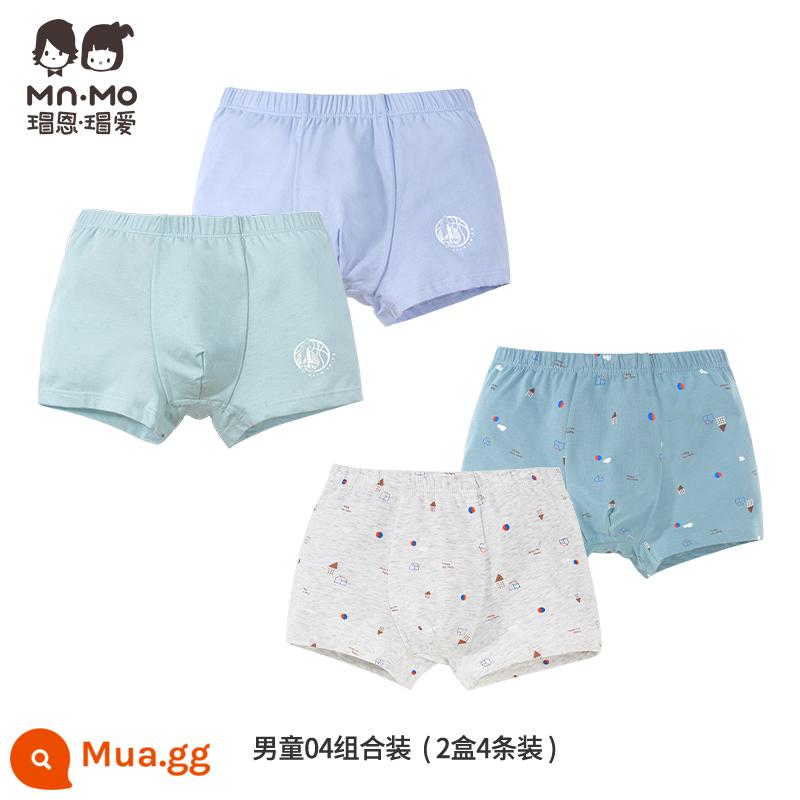 Mao En Mao love bé trai quần sịp boxer cotton cotton trẻ em quần short boxer bé trai tuổi teen - Bộ bé trai 04 2 hộp 4 món