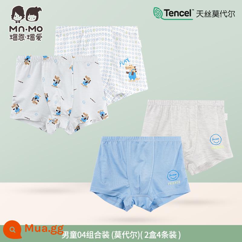 Quần lót bé trai quần boxer kiểu dáng trẻ em Maoen Maoai phần mỏng quần đùi thoáng khí quần boxer trẻ em trung và lớn - Sự kết hợp 04