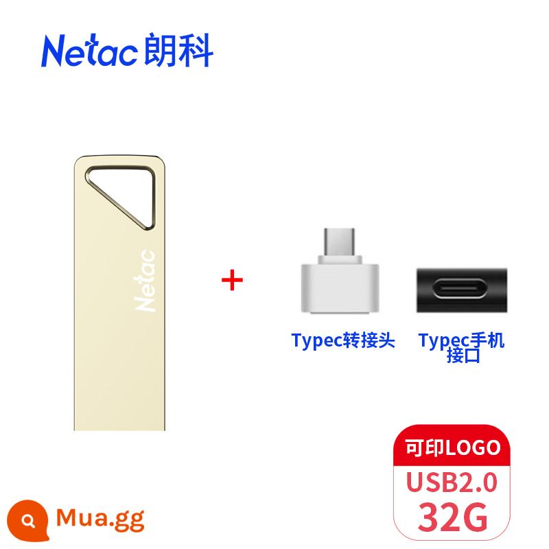 Netac Langke U326 Ổ Đĩa U 32G Tùy Chỉnh Doanh Nghiệp LOGO Chữ Mã Hóa Kim Loại Đèn LED Cổng USB Tặng Dịu Dàng Ổ Đĩa Flash - Đĩa U 32 [chuẩn 2.0 + bộ chuyển đổi Typec]