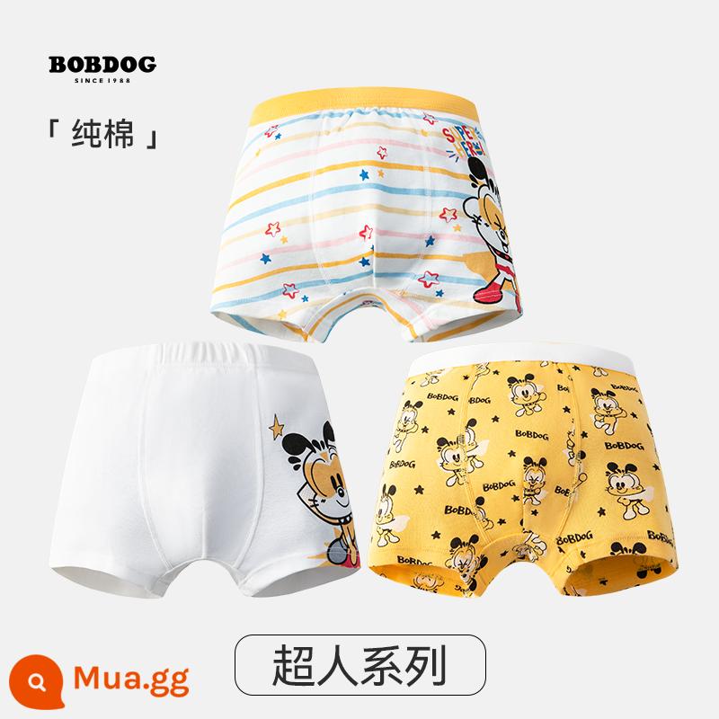 Quần lót trẻ em Babudou bé gái cotton quần đùi nữ quần lót boxer cotton kháng khuẩn không cộm mông - (Boys) Dòng Siêu Nhân