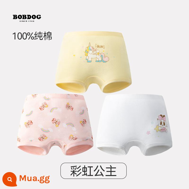 Quần lót trẻ em Babudou bé gái cotton quần đùi nữ quần lót boxer cotton kháng khuẩn không cộm mông - (Nữ) Công chúa cầu vồng [100% Cotton+