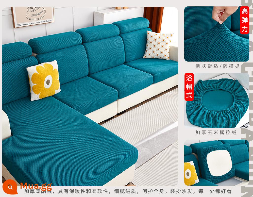 Mùa Đông Ghế Sofa Xốp Đệm Tất Cả Đa Năng Ghế Sofa Bốn Mùa Đa Năng Chống Trơn Trượt Đệm Lưng Chống Bụi Bao Khăn - Lông cừu ngô xanh ngọc lục bảo Thoải mái và ấm áp