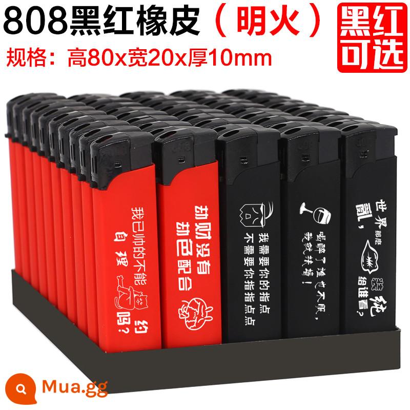 Bật lửa gia dụng chống gió bật lửa dùng một lần bằng nhựa thông thường tùy chỉnh in quảng cáo cá tính sáng tạo thủy triều - 808 ngọn lửa mở cao su màu đen và đỏ