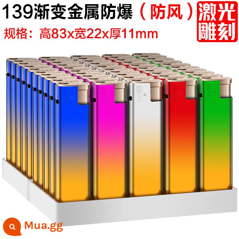 Bật lửa gia dụng chống gió bật lửa dùng một lần bằng nhựa thông thường tùy chỉnh in quảng cáo cá tính sáng tạo thủy triều - Màu xanh 139 kim loại chống gió