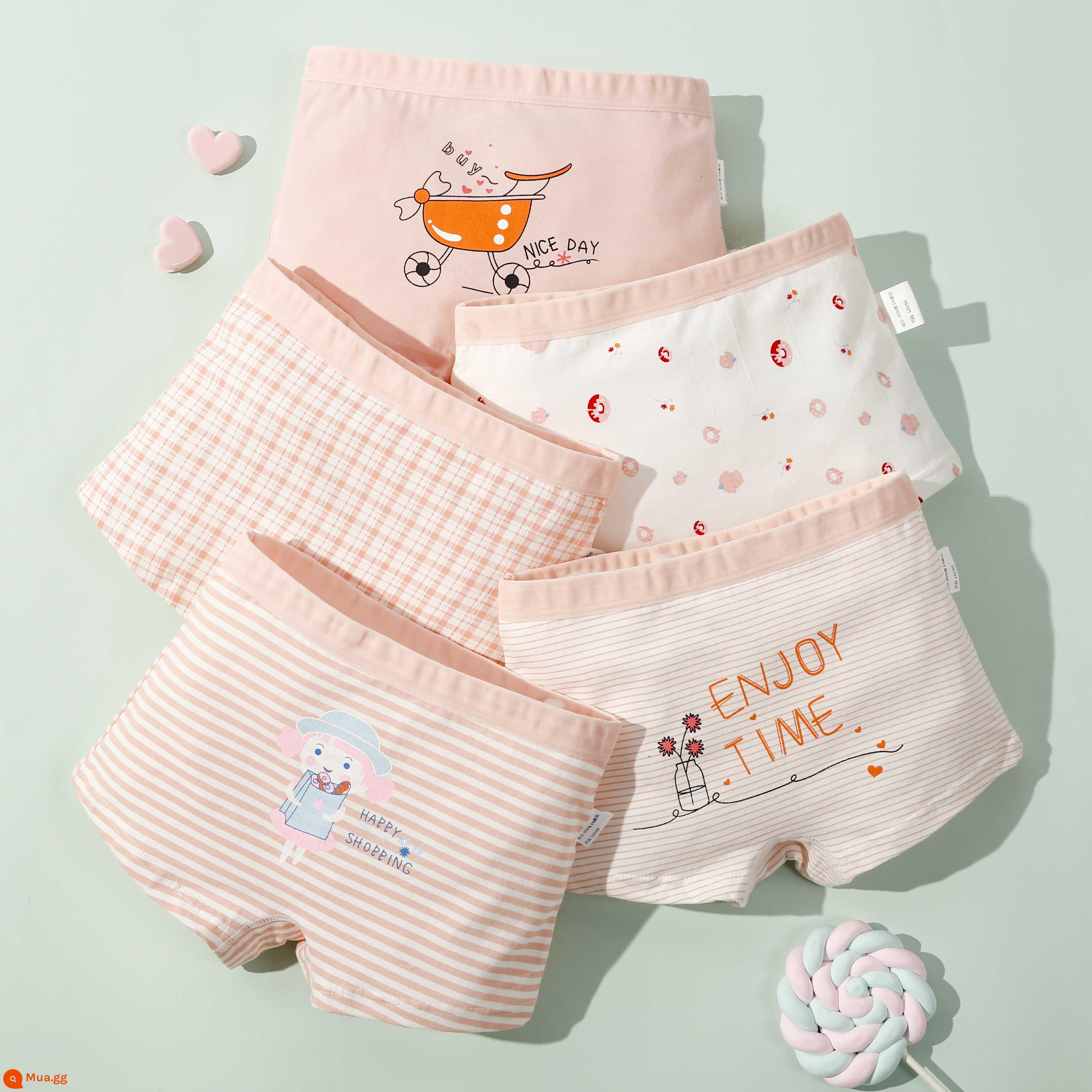 Nanjiren Quần Lót Bé Gái Cotton Nguyên Chất Quần Lót Boxer Trẻ Em Nữ Cho Bé Lớn Bé Trai Bé Gái Quần Lót Boxer 100% FH - Những giai điệu nhỏ của cuộc sống [5 gói bông nguyên chất]