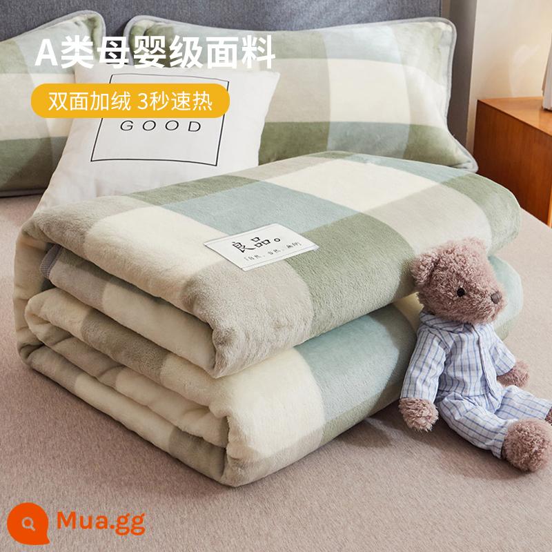 Nam Cực Sữa Chăn Lông Cừu Nhỏ Chăn Ngủ Trưa Văn Phòng Điều Hòa Chăn Sofa Chăn Ga Giường Chăn Khăn Chần Gòn XN - Lưới lớn màu xanh lá cây