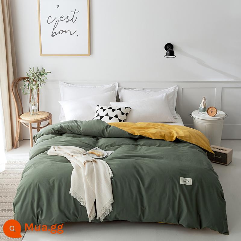 Nanjiren vỏ chăn đơn mảnh ký túc xá sinh viên đơn cotton nguyên chất vỏ chăn 150x200 ga trải giường cotton XM - Xanh đậm + vàng sáng