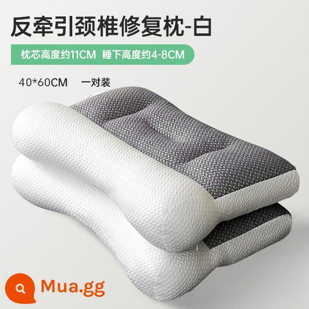 Lõi gối Anjiren gối bảo vệ cột sống cổ giúp ngủ ngon chống trẹo gối massage tại nhà chuyên gối ôm cả đầu XN - Gối kê cổ đậu nành chống kéo màu trắng 1 đôi XN