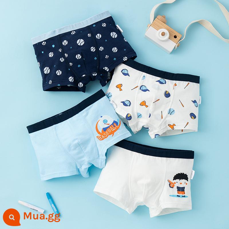 Nanjiren Quần Lót Trẻ Em Bé Trai Cotton Nguyên Chất Bé Trai Cotton Trung Và Lớn Quần Lót Boxer Trẻ Em 100%FH - đứa trẻ bóng chày