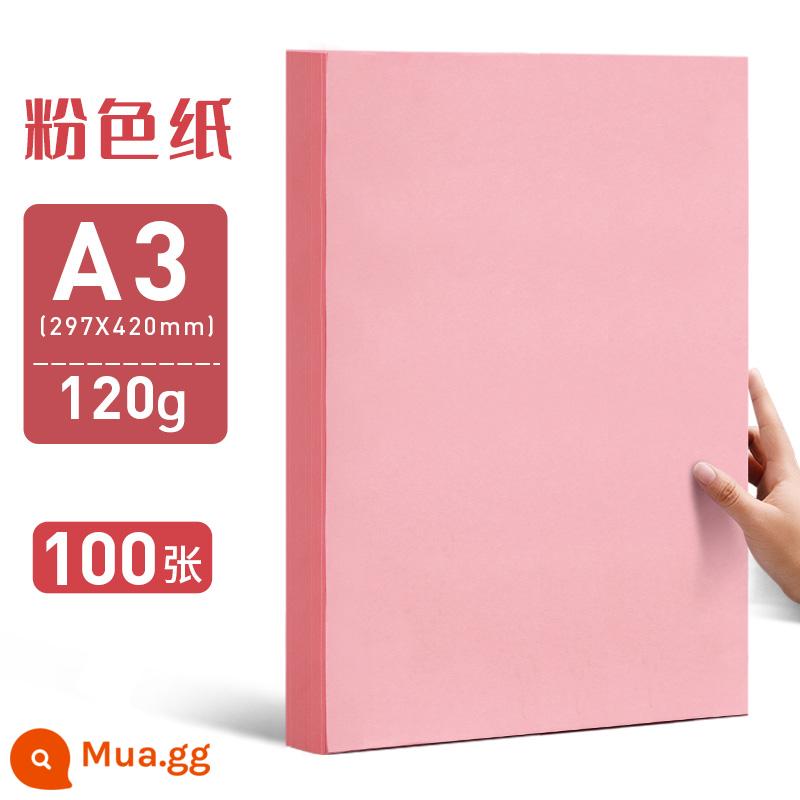 Giấy in bóng màu hồng Yuanghao A4 Pink Shadow Print Paper A3 màu dày giấy bóng 80g giấy thủ công 100 mảnh 500 miếng giấy mẫu giáo 70g - A3/120g/100 tờ