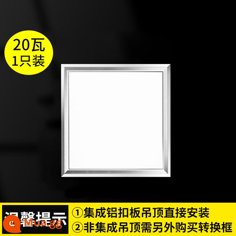 Tích hợp đèn LED âm trần nhà bếp bột phòng ánh sáng bằng nhôm hình tam giác nhúng 30x30x60x300x600 đèn phẳng - 30*30 chất lượng cao 20W [khung bạc] 1 miếng