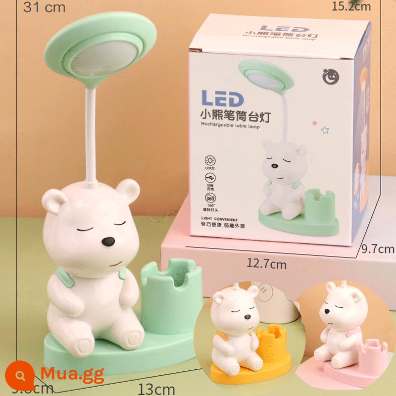 Sinh Viên Bảo Vệ Mắt Đèn Bàn LED Sạc Ký Túc Xá Phòng Ngủ Đèn Ngủ Mẫu Giáo Trẻ Em Sáng Tạo Bút Hoạt Hình - 513 Gấu Nhỏ (kèm hộp đựng bút, gọt bút chì + đèn 2 tầng), kèm túi giấy