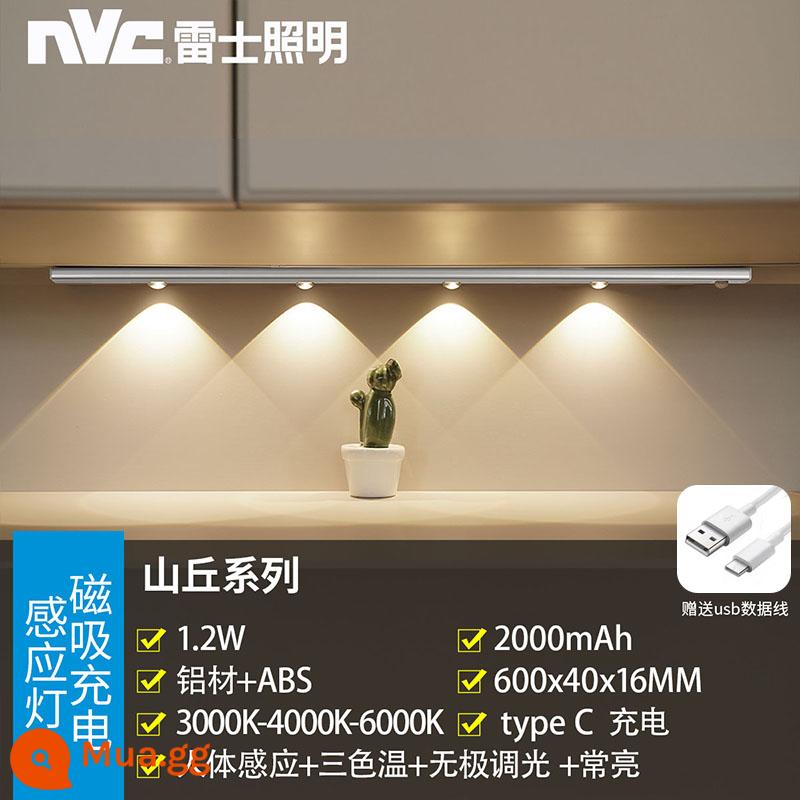 Đèn led chiếu sáng NVC đèn cảm biến cơ thể người với tủ quần áo không dây có thể sạc lại tổng thể tủ đèn mắt mèo tủ rượu thanh ánh sáng sóng - [Hill] 60cm - đèn ba màu - pin 2000 mAh - điều chỉnh độ sáng vô cấp - cảm ứng cơ thể con người - nâng cấp nhạy bạc đa năng