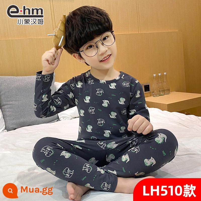 [Miễn phí vận chuyển một mảnh] Quần áo trẻ em Little Elephant Ham cho bé trai mùa thu và mùa đông bộ đồ ngủ cho trẻ em trung niên trở lên, quần áo mùa thu và quần vệ sinh cho trẻ em - Khủng long xám LH510