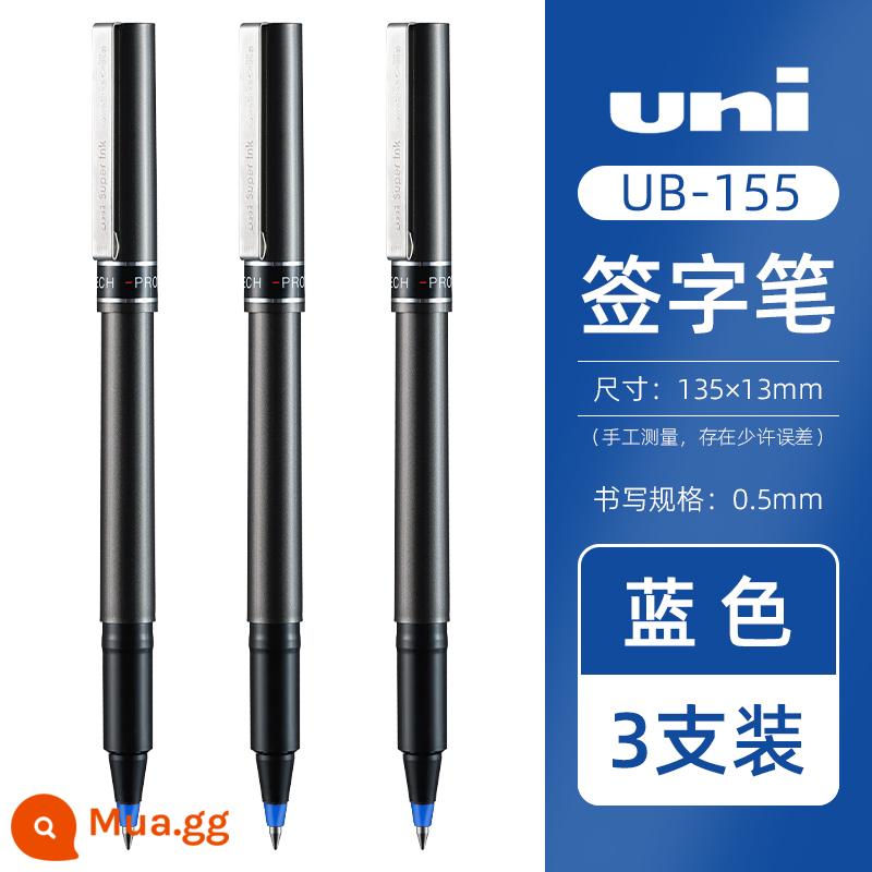 Nhật Bản UNI Mitsubishi bút bi gốc nước lỏng thẳng UB-177 khô nhanh 0,7 bút ký doanh nghiệp màu đen bút công suất lớn 155 bút lông đỏ carbon câu hỏi 0,5 đỏ xanh 205 bút trung tính - [3 màu xanh]UB-155-0,5mm