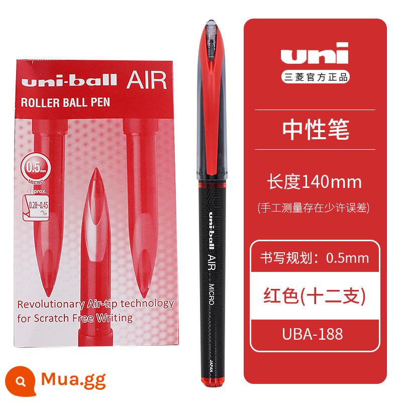 Nhật Bản uniball Mitsubishi bút công nghệ màu đen UBA-188C quốc triều chữ ký màu giới hạn bút dạng lỏng thẳng gốc nước AIR Free mực điều khiển màu đen bút gel công nghệ 0,7/0,5 văn phòng kinh doanh - [12 miếng]Đỏ-0,5