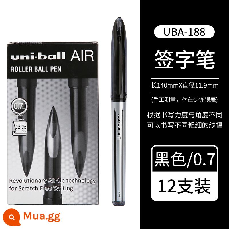 Nhật Bản uniball Mitsubishi màu đen công nghệ bút ký bút không trung tính bút UBA188 màu đen đặc biệt dành cho sinh viên kinh doanh bút cứng thực hành kiểm soát từ bút với màu xanh và đỏ gốc nước bút đen 0,5/0,7 - [12 gói] hộp đen 0.7