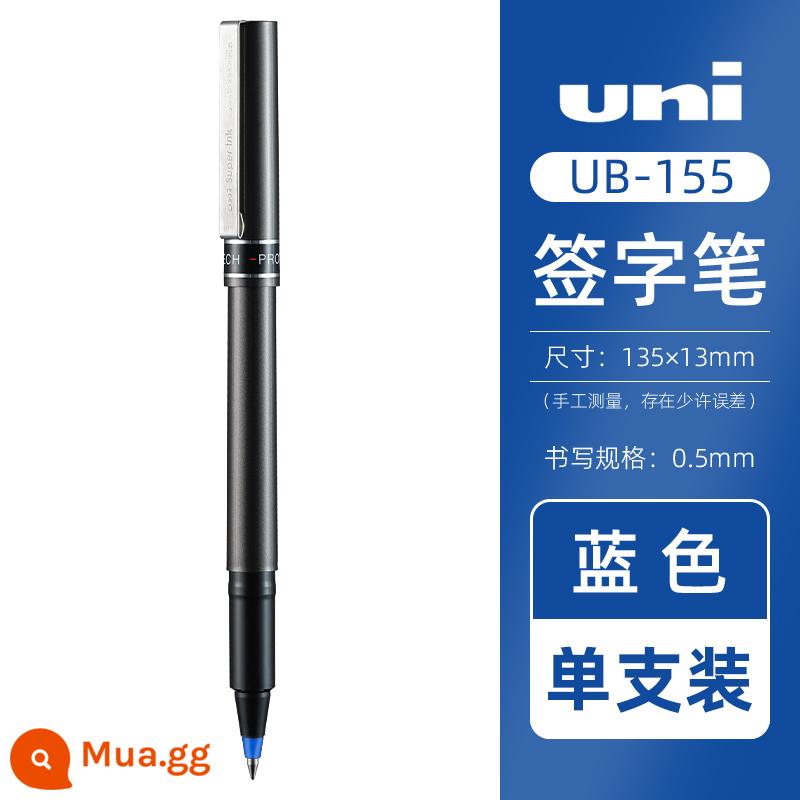 Nhật Bản UNI Mitsubishi bút bi gốc nước lỏng thẳng UB-177 khô nhanh 0,7 bút ký doanh nghiệp màu đen bút công suất lớn 155 bút lông đỏ carbon câu hỏi 0,5 đỏ xanh 205 bút trung tính - [Đơn màu xanh]UB-155-0.5mm