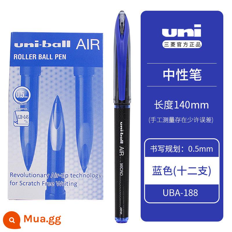 Nhật Bản uniball Mitsubishi bút công nghệ màu đen UBA-188C quốc triều chữ ký màu giới hạn bút dạng lỏng thẳng gốc nước AIR Free mực điều khiển màu đen bút gel công nghệ 0,7/0,5 văn phòng kinh doanh - [12 miếng] Xanh-0,5