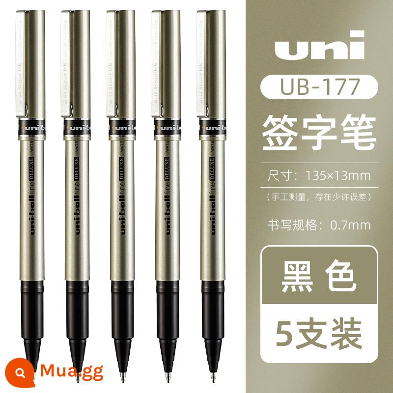 Nhật Bản UNI Mitsubishi bút bi gốc nước lỏng thẳng UB-177 khô nhanh 0,7 bút ký doanh nghiệp màu đen bút công suất lớn 155 bút lông đỏ carbon câu hỏi 0,5 đỏ xanh 205 bút trung tính - [5 miếng màu đen] UB-177-0.7mm