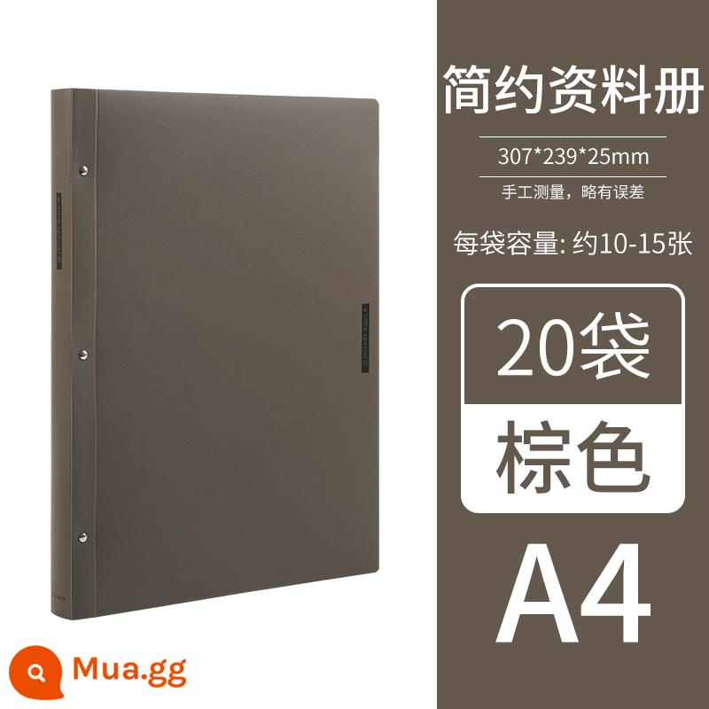 KOKUYO danh tiếng quốc gia của Nhật Bản Sách thông tin A4 thư mục chèn túi có thể lật trang nhiều lớp học sinh sử dụng văn phòng kẹp giấy kiểm tra túi lưu trữ dữ liệu sách thử thai - nâu